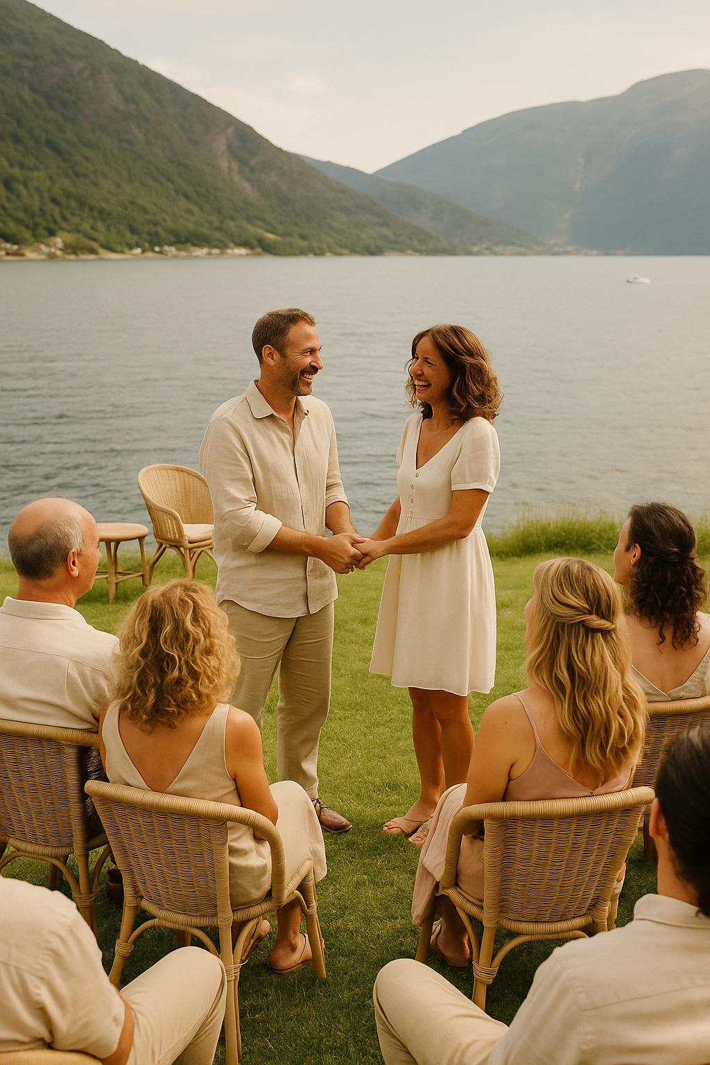 Paar, Zeremonie, Trauung, Hochzeit, Mann, Frau, Familie, Lachen