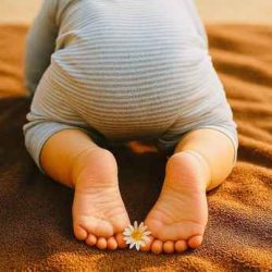 Babyfüße mit Blume in der Natur - Essence of Love gestaltet Willkommensfeiern und besondere Familienmomente in Deutschland und auf Mallorca